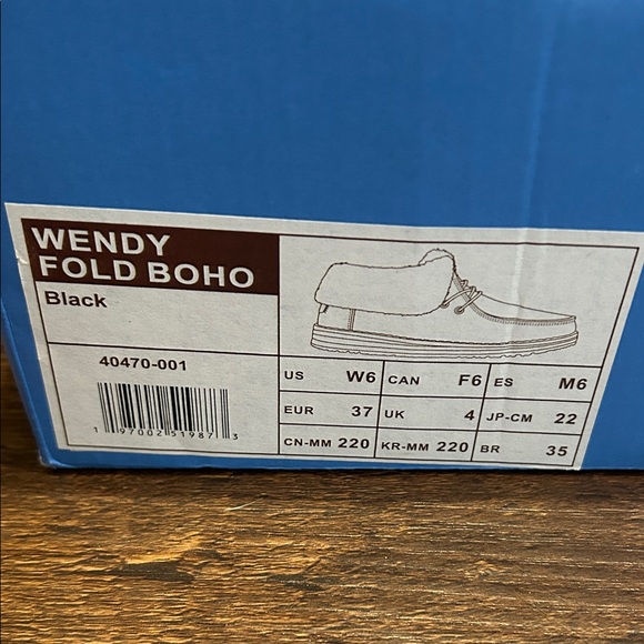 Hey Dude Wendy Fold BOHO-Black and Gray - US Size W6 - Picture 2 of 9